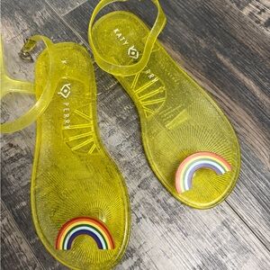 Katy Perry Collections Yellow Jelly Sandals with Rainbow Charm